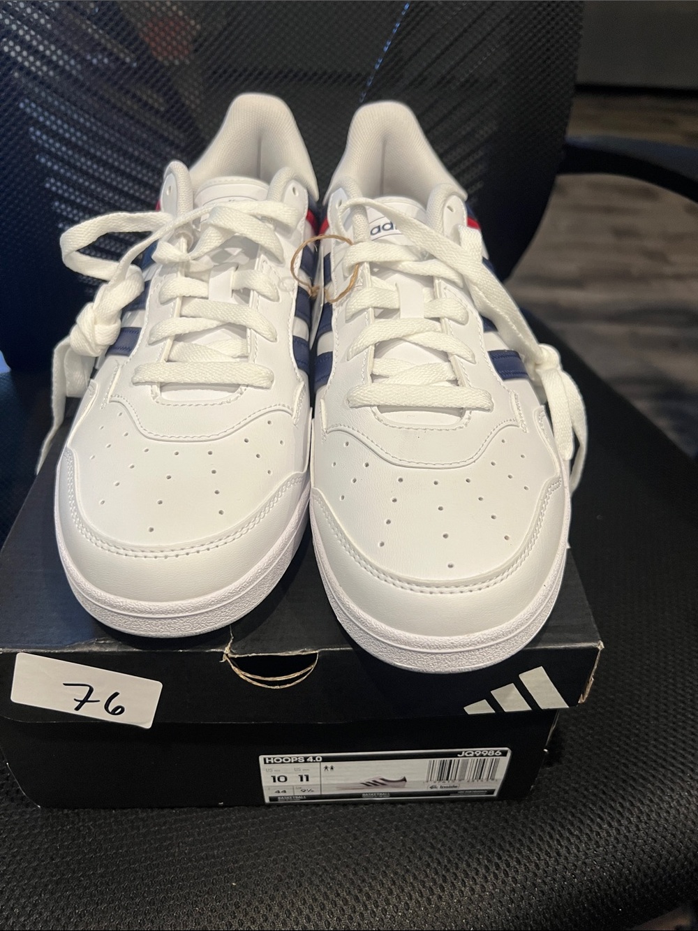 adidas White Sneakers with Navy and Red